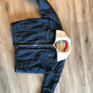 Blue denim fur lined jacket